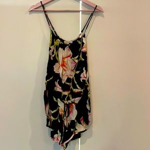 Flynn Skye Black flower pattern mini romper low cut sides
